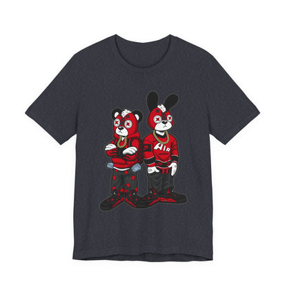 Streetwear Cartoon Bear & Bunny Tee — Hip Hop Graphic T-Shirt