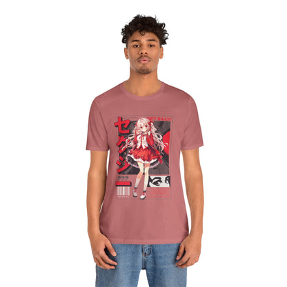Anime Girl Graphic Tee — "Get Silly!" Red Harajuku Style T-Shirt