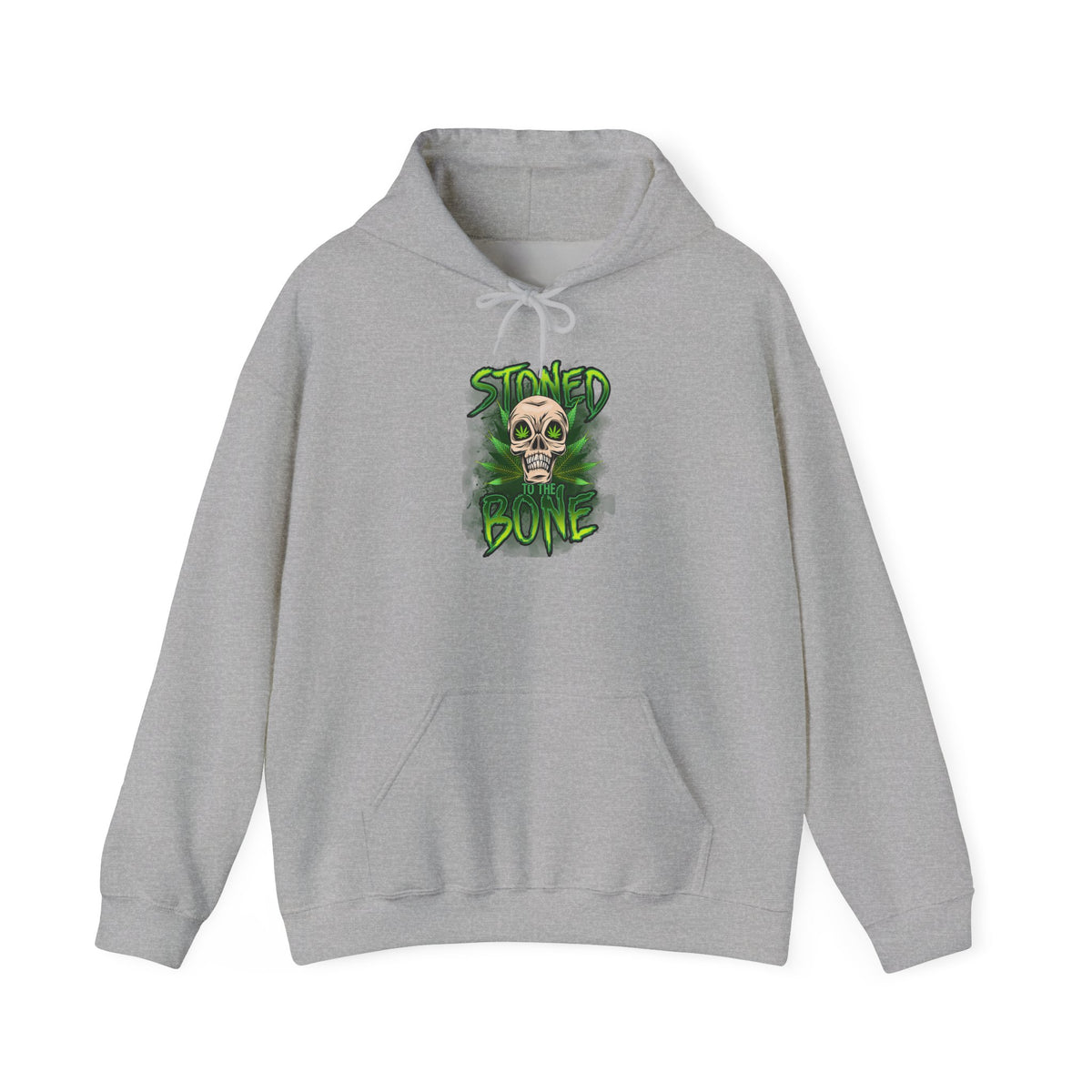 Skull 'Stoned Bone' Hoodie – Green Cannabis Skull Graphic Pullover