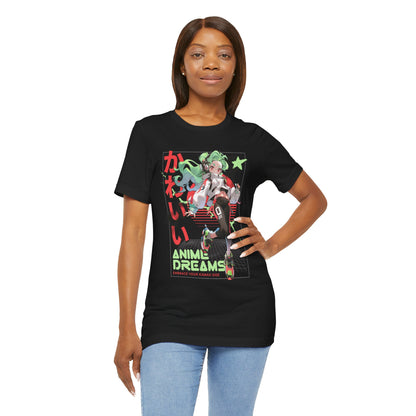 Anime Dreams Kawaii Tee — Neon Retro Anime Girl Graphic T-Shirt