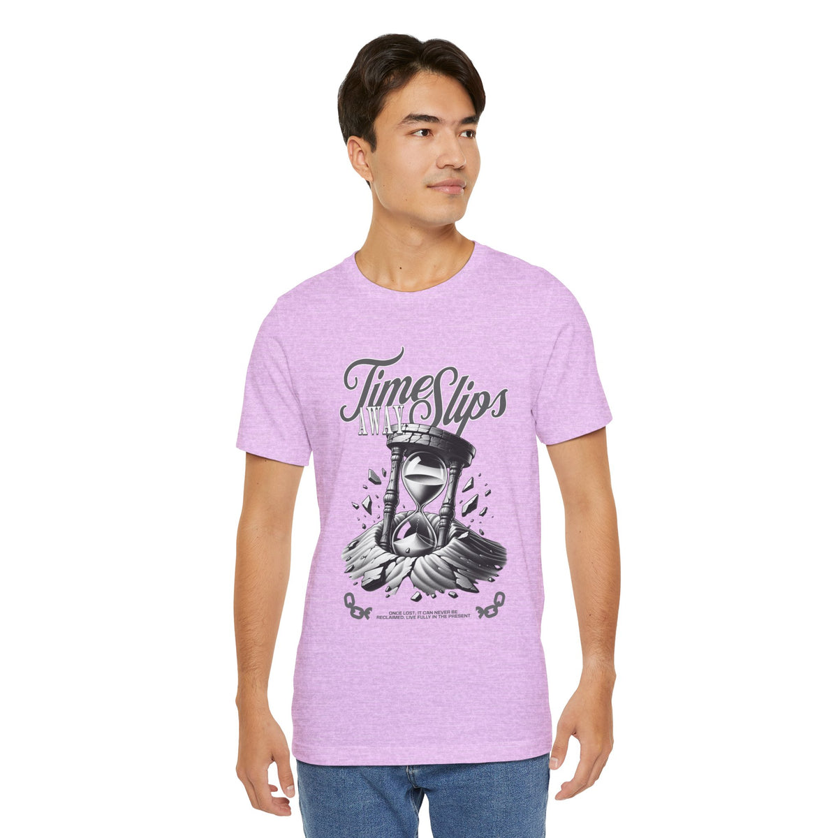 Time Slips Hourglass T‑Shirt — Vintage Black & White Graphic Tee