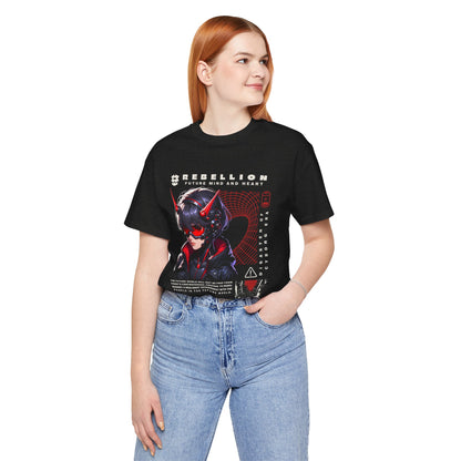 Anime Devil Girl Graphic Tee — "Rebellion" Cyberpunk Streetwear