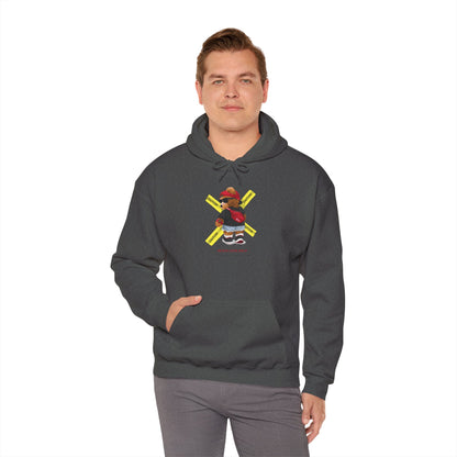 Hockey Bear Graphic Hoodie — 'Never Give Up' Cozy Skate Sweatshirt