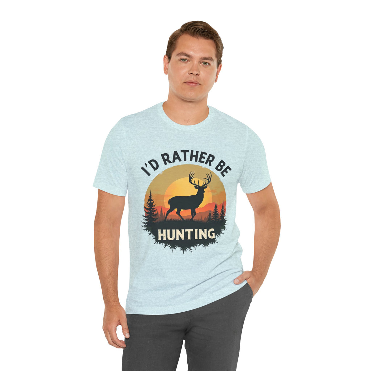 I'd Rather Be Hunting T‑Shirt — Deer Sunset Outdoor Hunting Tee