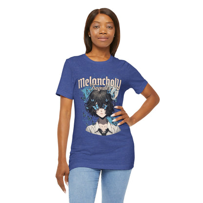 Melancholy Tragedia Anime Tee — Blue Butterflies Graphic T-Shirt