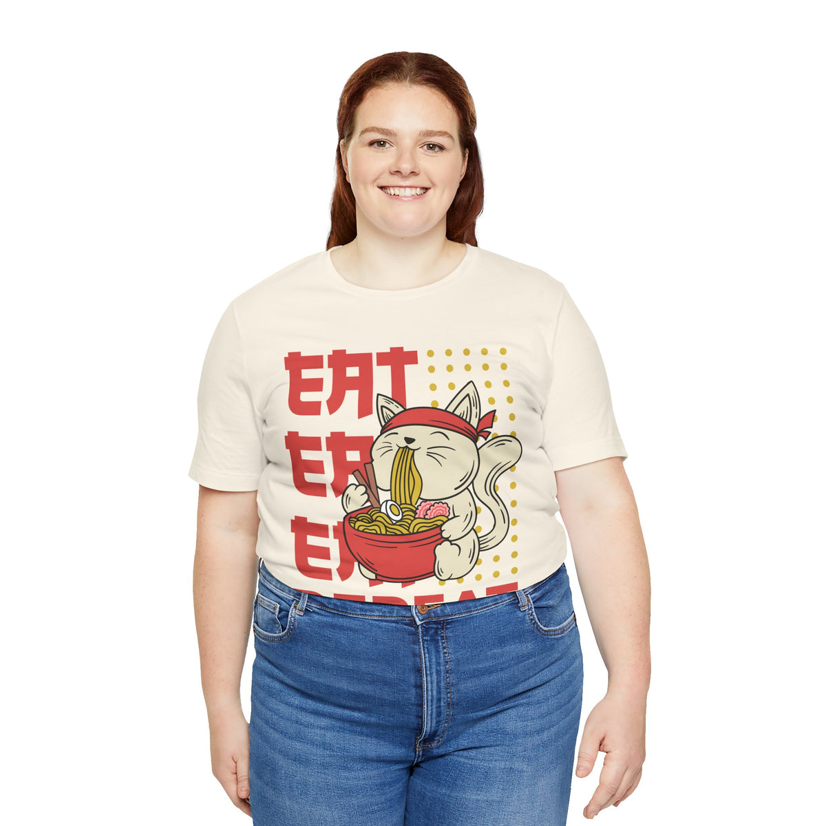 Ramen Cat Tee — "Eat Sleep Repeat" Cute Noodle Lover T-Shirt