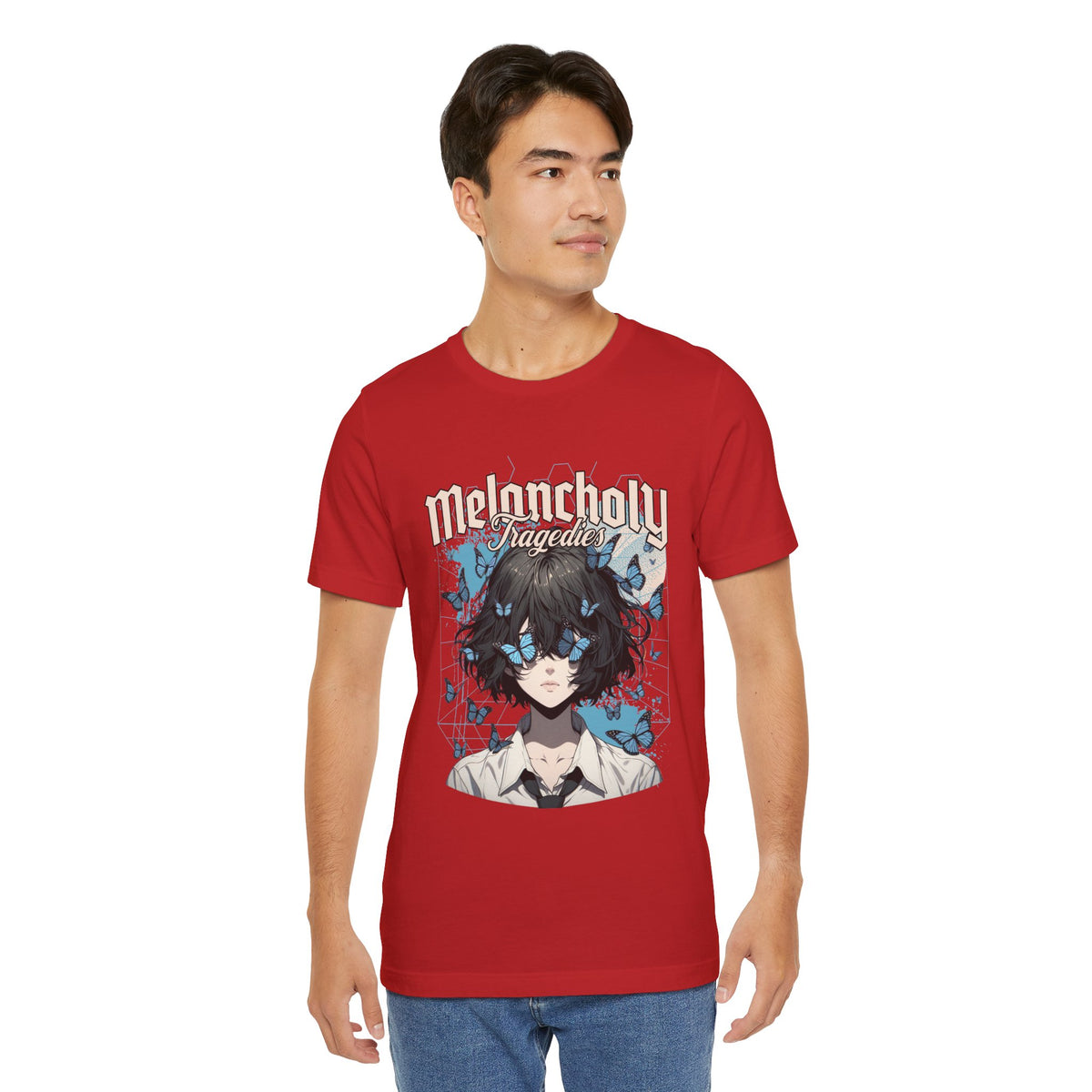 Melancholy Tragedia Anime Tee — Blue Butterflies Graphic T-Shirt