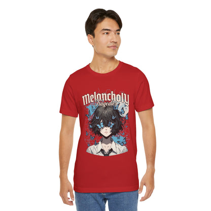 Melancholy Tragedia Anime Tee — Blue Butterflies Graphic T-Shirt