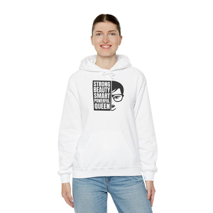 Queen Portrait Hoodie — "Strong Beauty Smart Powerful Queen" Empowerment Sweatshirt