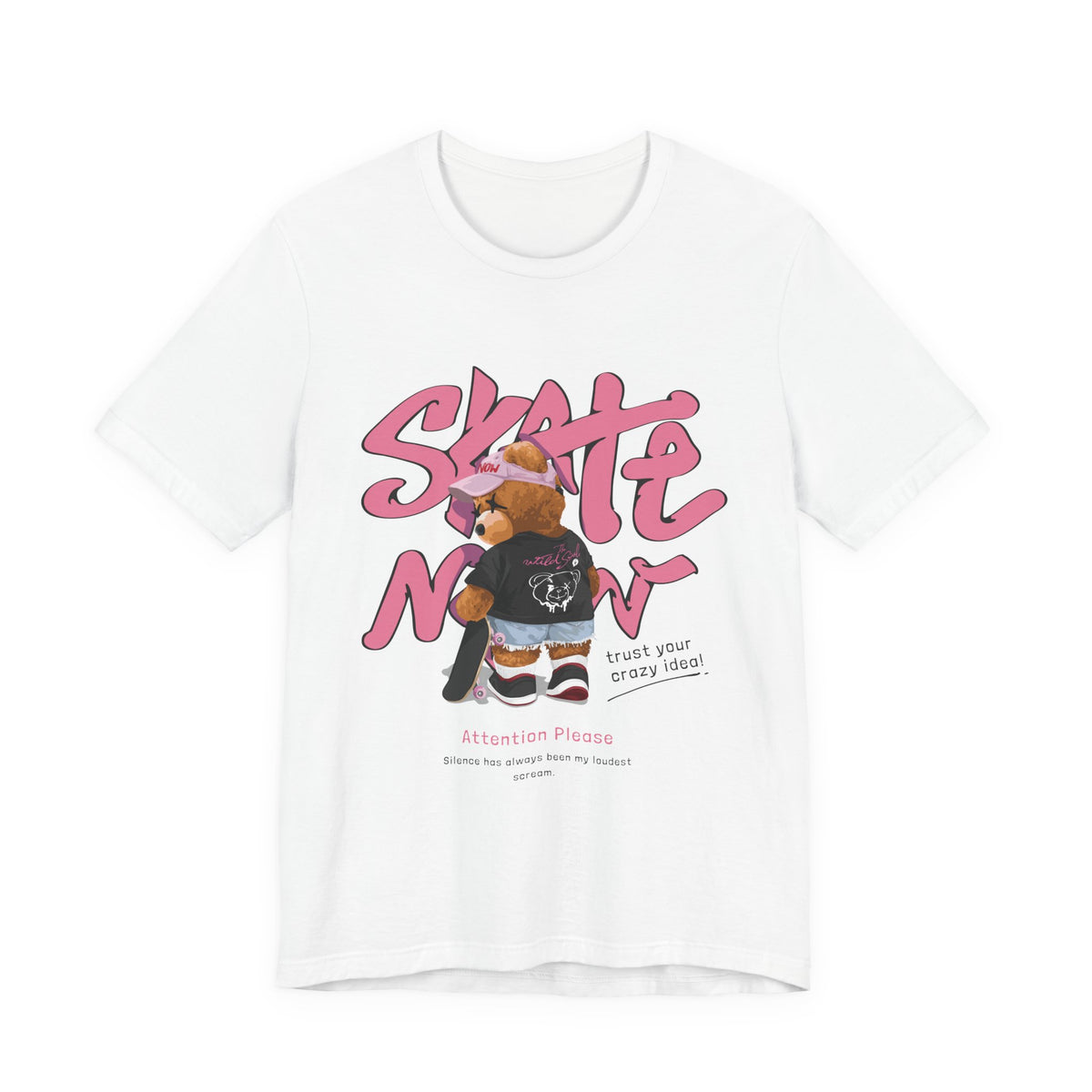 Skate Mom Bear Tee — Cute Pink Skateboard Graphic T-Shirt