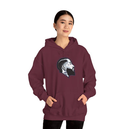 Portrait Graphic NIPSEY – Side Profile Ink Illustration Hooded