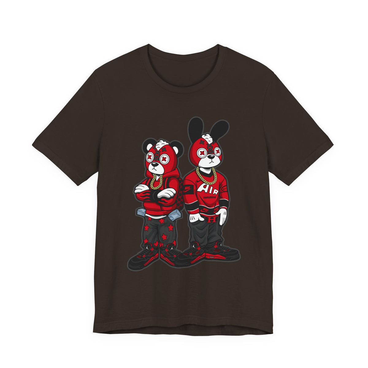 Streetwear Cartoon Bear & Bunny Tee — Hip Hop Graphic T-Shirt
