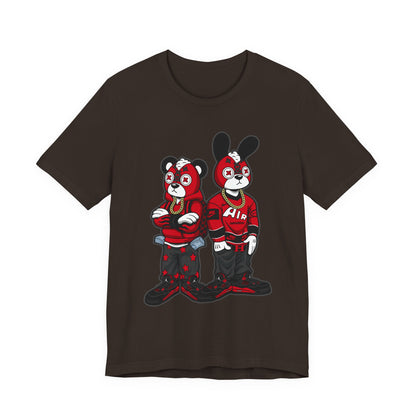 Streetwear Cartoon Bear & Bunny Tee — Hip Hop Graphic T-Shirt
