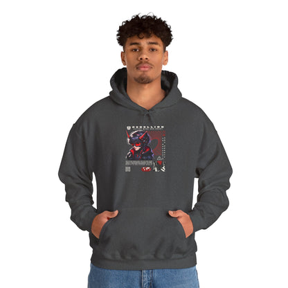 Cyber Samurai Hoodie — Futuristic Red Oni Graphic Pullover