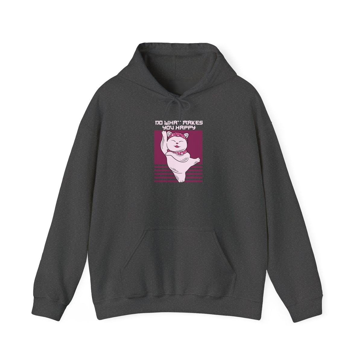 Hoodie — Retro Pink Cat 'Do What Makes You Happy' Graphic Sweatshirt