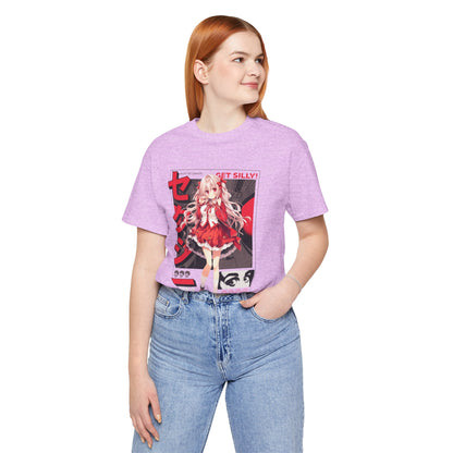 Anime Girl Graphic Tee — "Get Silly!" Red Harajuku Style T-Shirt