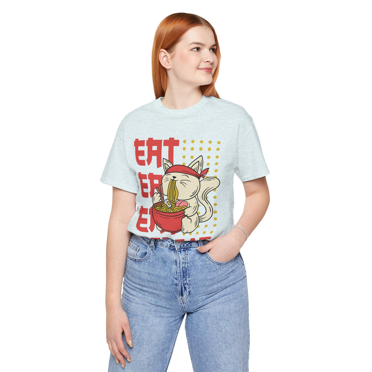 Ramen Cat Tee — "Eat Sleep Repeat" Cute Noodle Lover T-Shirt