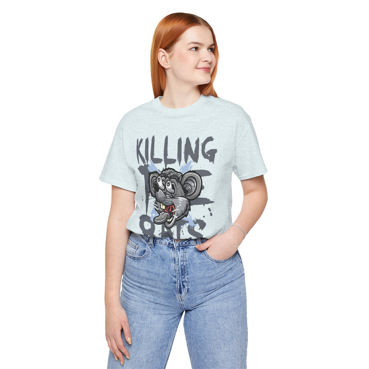 Killing Rats Graphic Tee – Edgy Cartoon Rat Skull Streetwear