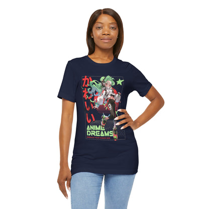 Anime Dreams Kawaii Tee — Neon Retro Anime Girl Graphic T-Shirt