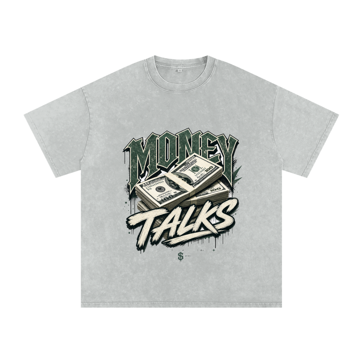 Money Talks Snow-Washed Cotton Graphic Tee