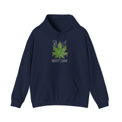 Cannabis Leaf Hoodie - "Get High" Retro Green Graphic Pullover