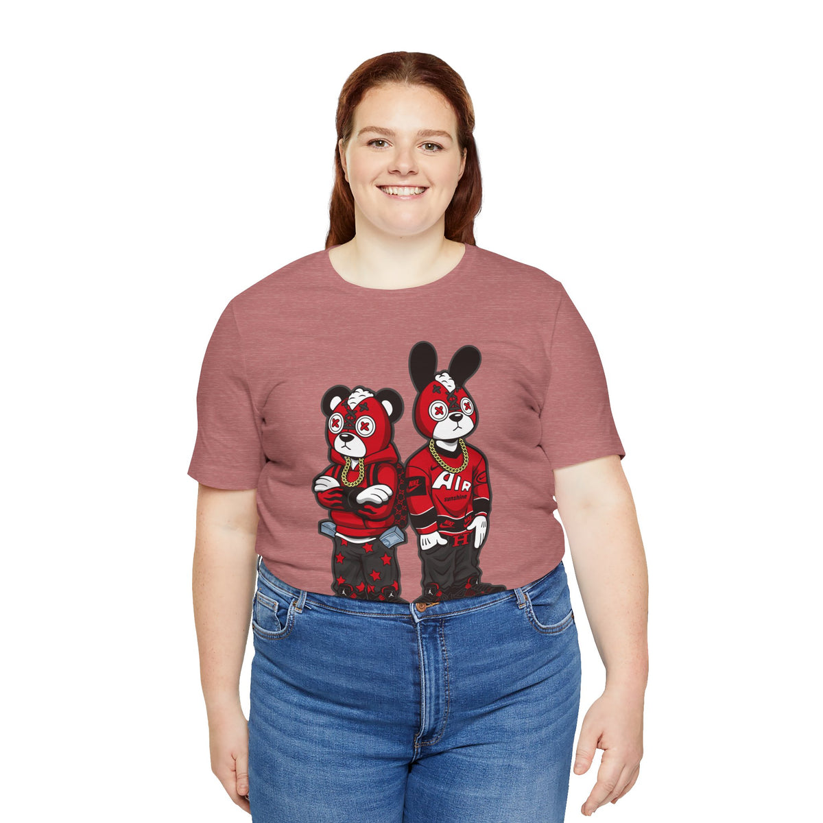 Streetwear Cartoon Bear & Bunny Tee — Hip Hop Graphic T-Shirt