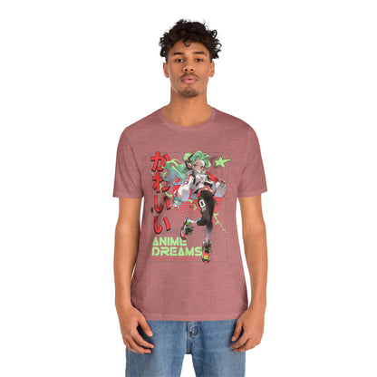 Anime Dreams Kawaii Tee — Neon Retro Anime Girl Graphic T-Shirt