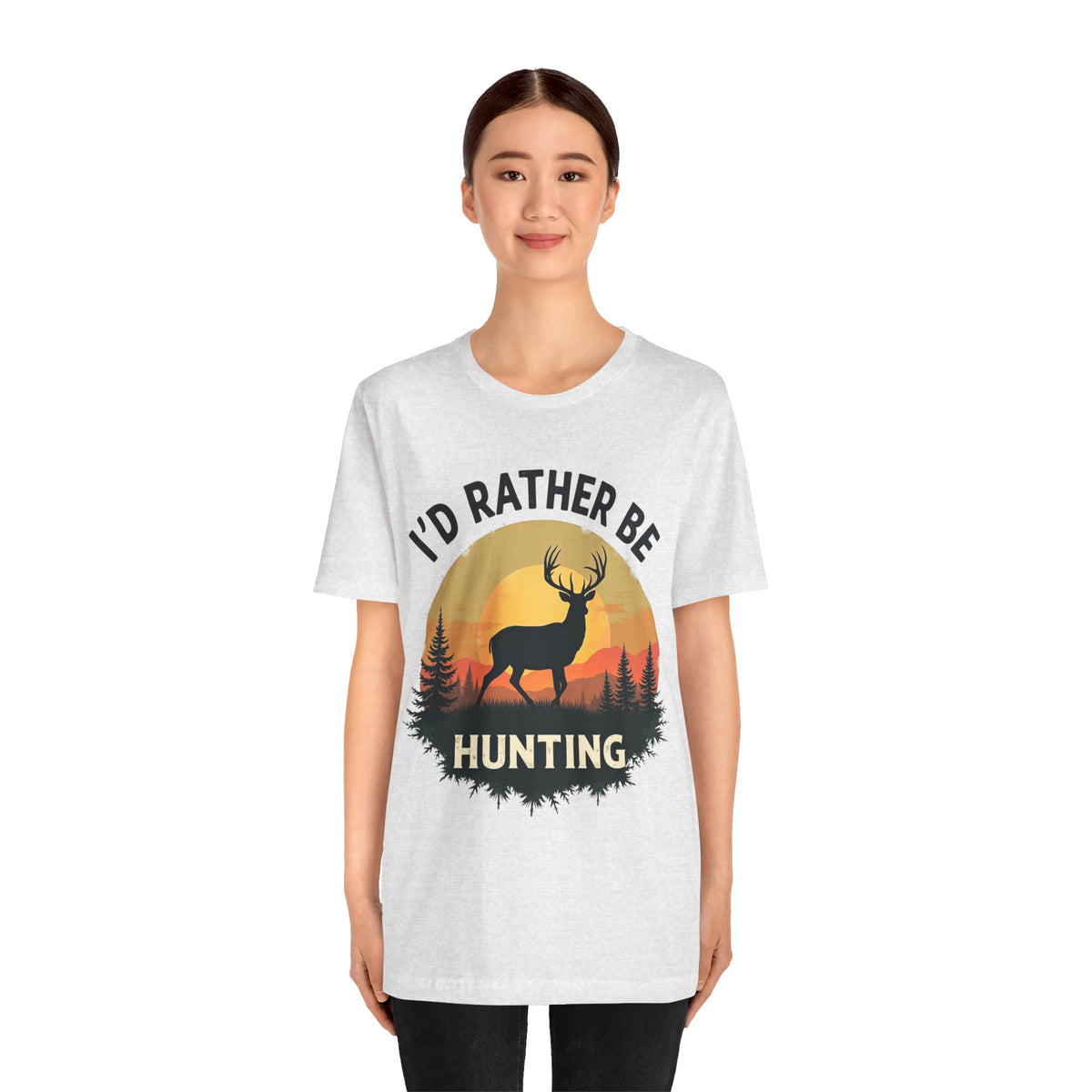 I'd Rather Be Hunting T‑Shirt — Deer Sunset Outdoor Hunting Tee