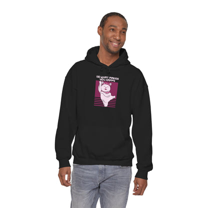 Hoodie — Retro Pink Cat 'Do What Makes You Happy' Graphic Sweatshirt