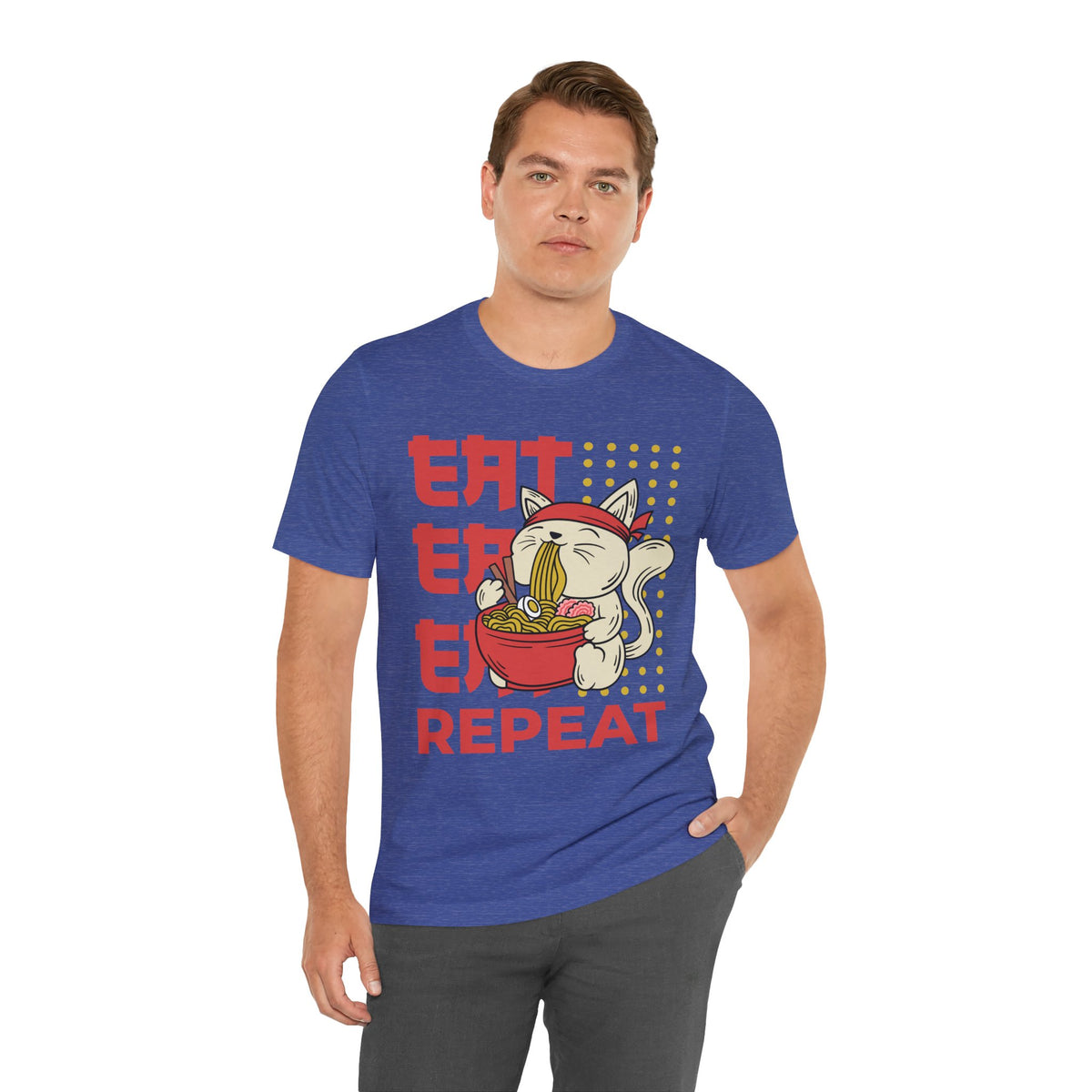 Ramen Cat Tee — "Eat Sleep Repeat" Cute Noodle Lover T-Shirt