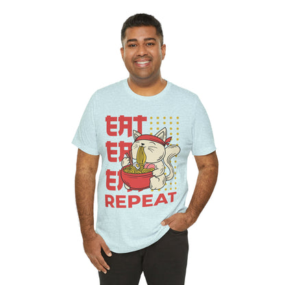Ramen Cat Tee — "Eat Sleep Repeat" Cute Noodle Lover T-Shirt