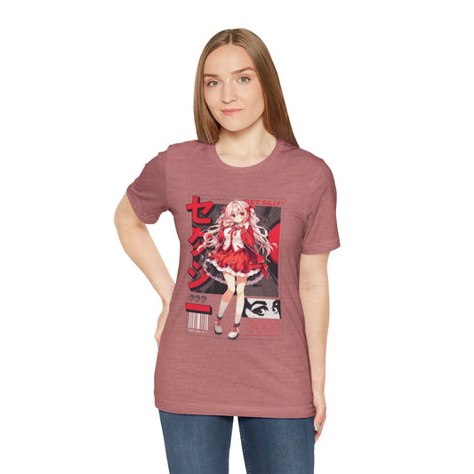 Anime Girl Graphic Tee — "Get Silly!" Red Harajuku Style T-Shirt