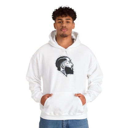 Portrait Graphic NIPSEY – Side Profile Ink Illustration Hooded