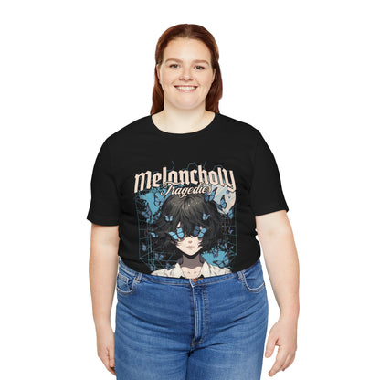 Melancholy Tragedia Anime Tee — Blue Butterflies Graphic T-Shirt