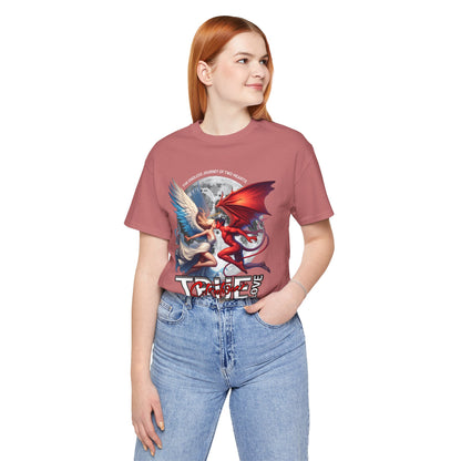 True Love Tee — Angel & Devil Heart Graphic T-Shirt