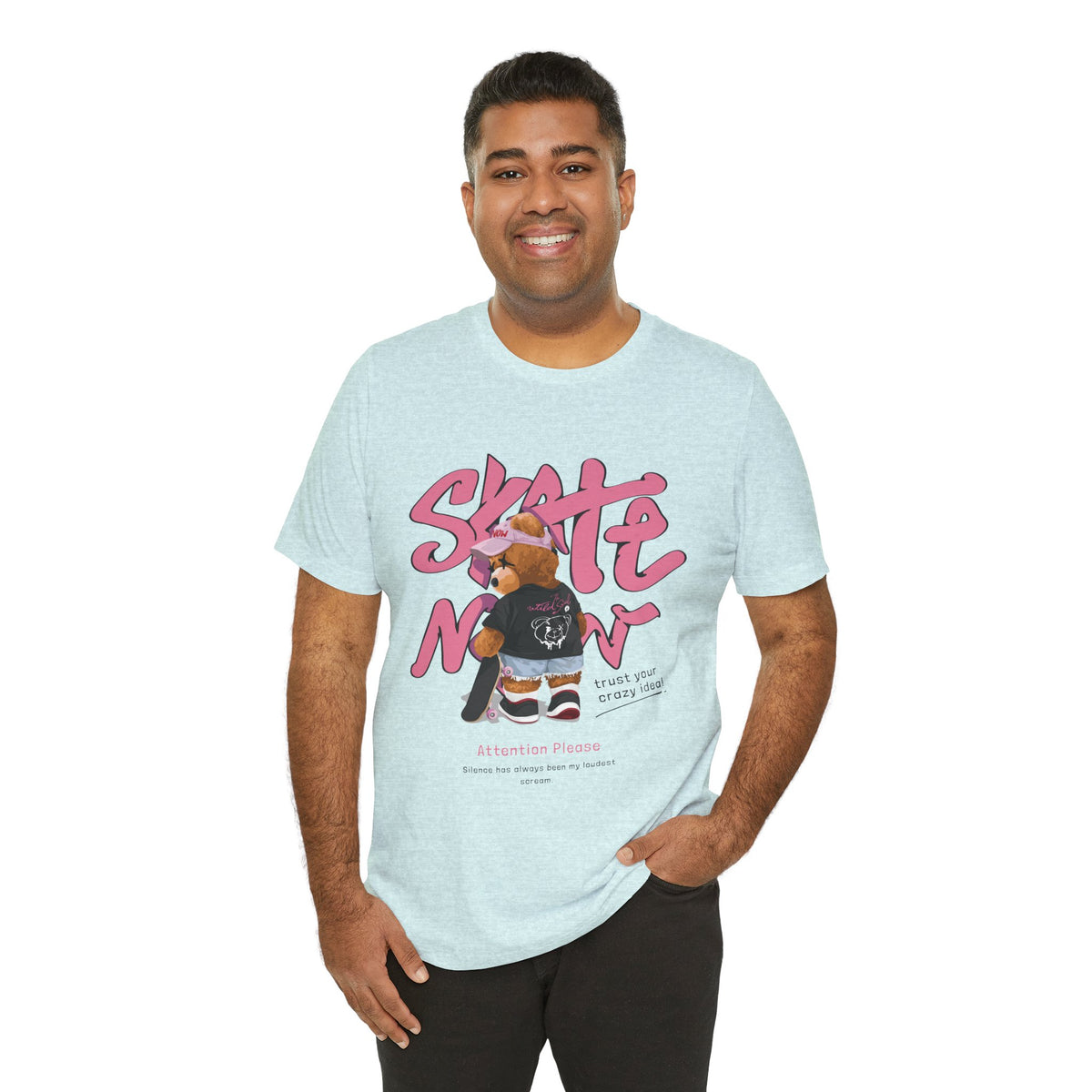 Skate Mom Bear Tee — Cute Pink Skateboard Graphic T-Shirt