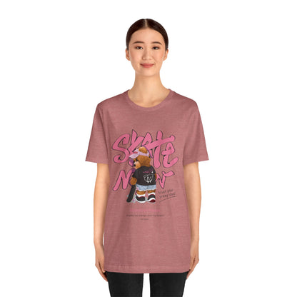 Skate Mom Bear Tee — Cute Pink Skateboard Graphic T-Shirt