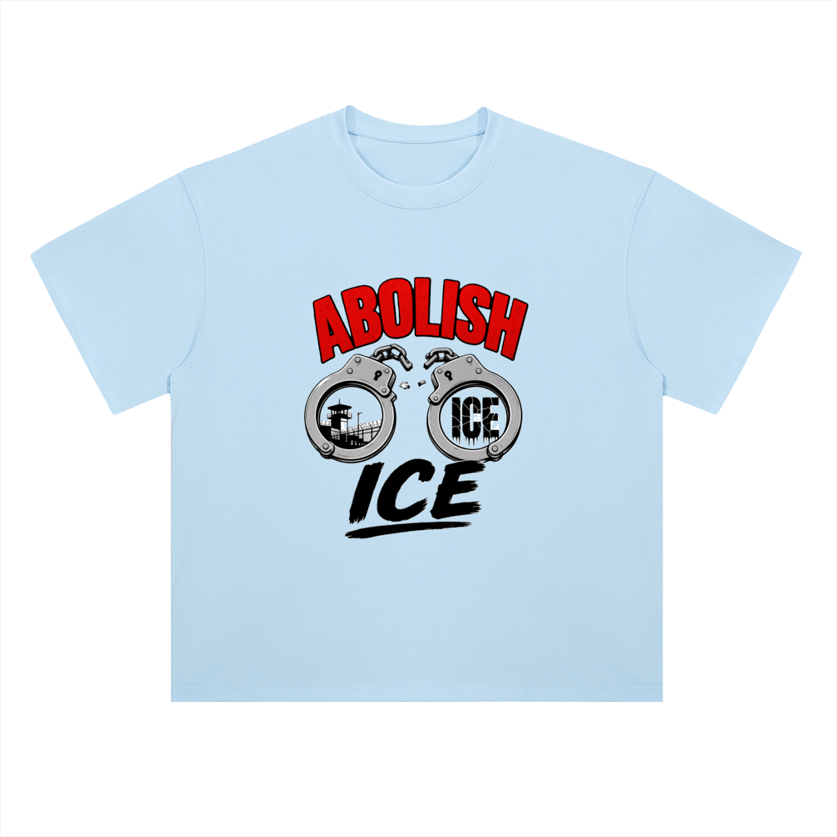 Abolish ICE Handcuffs Graphic Drop Shoulder Tee