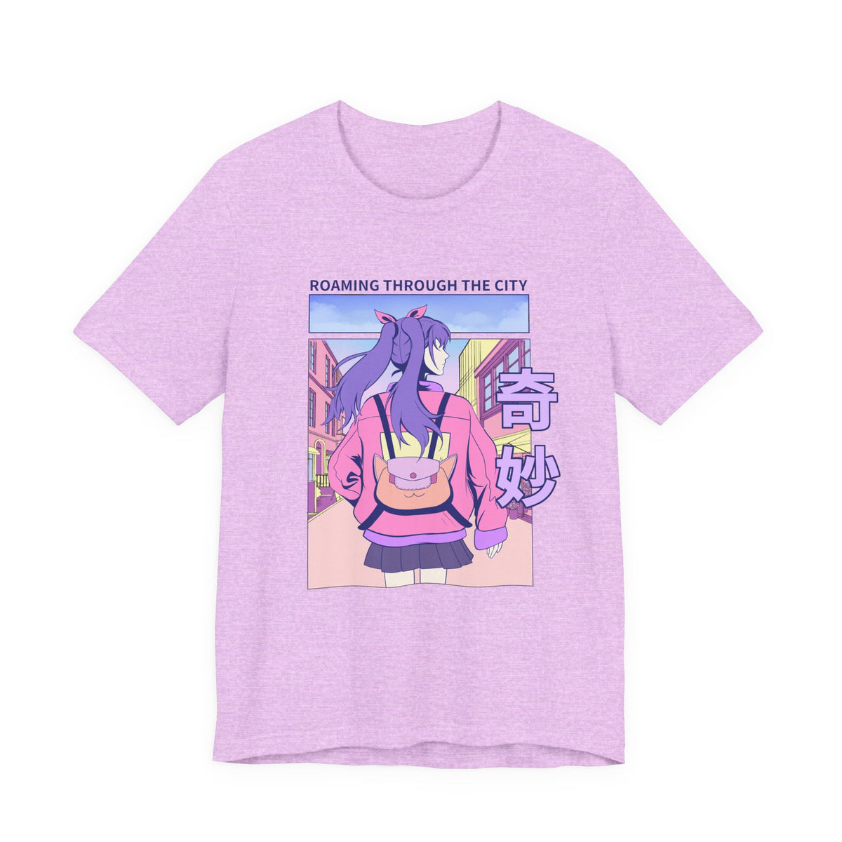 Roaming Through The City Anime Girl Tee — Vaporwave Cityscape Shirt