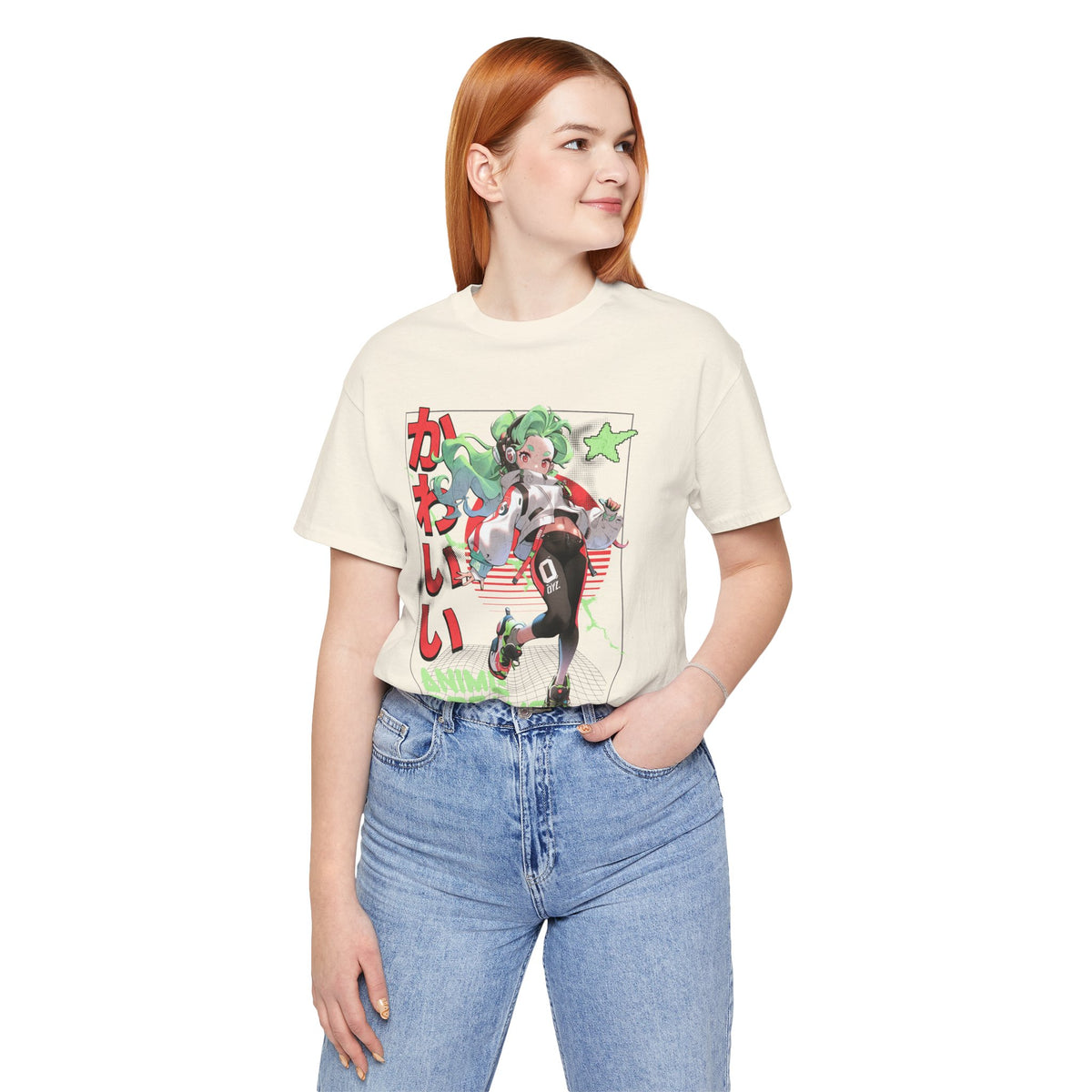 Anime Dreams Kawaii Tee — Neon Retro Anime Girl Graphic T-Shirt