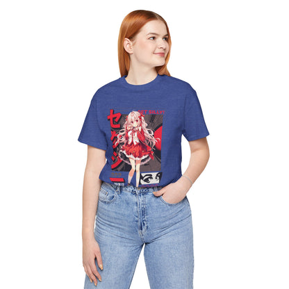 Anime Girl Graphic Tee — "Get Silly!" Red Harajuku Style T-Shirt