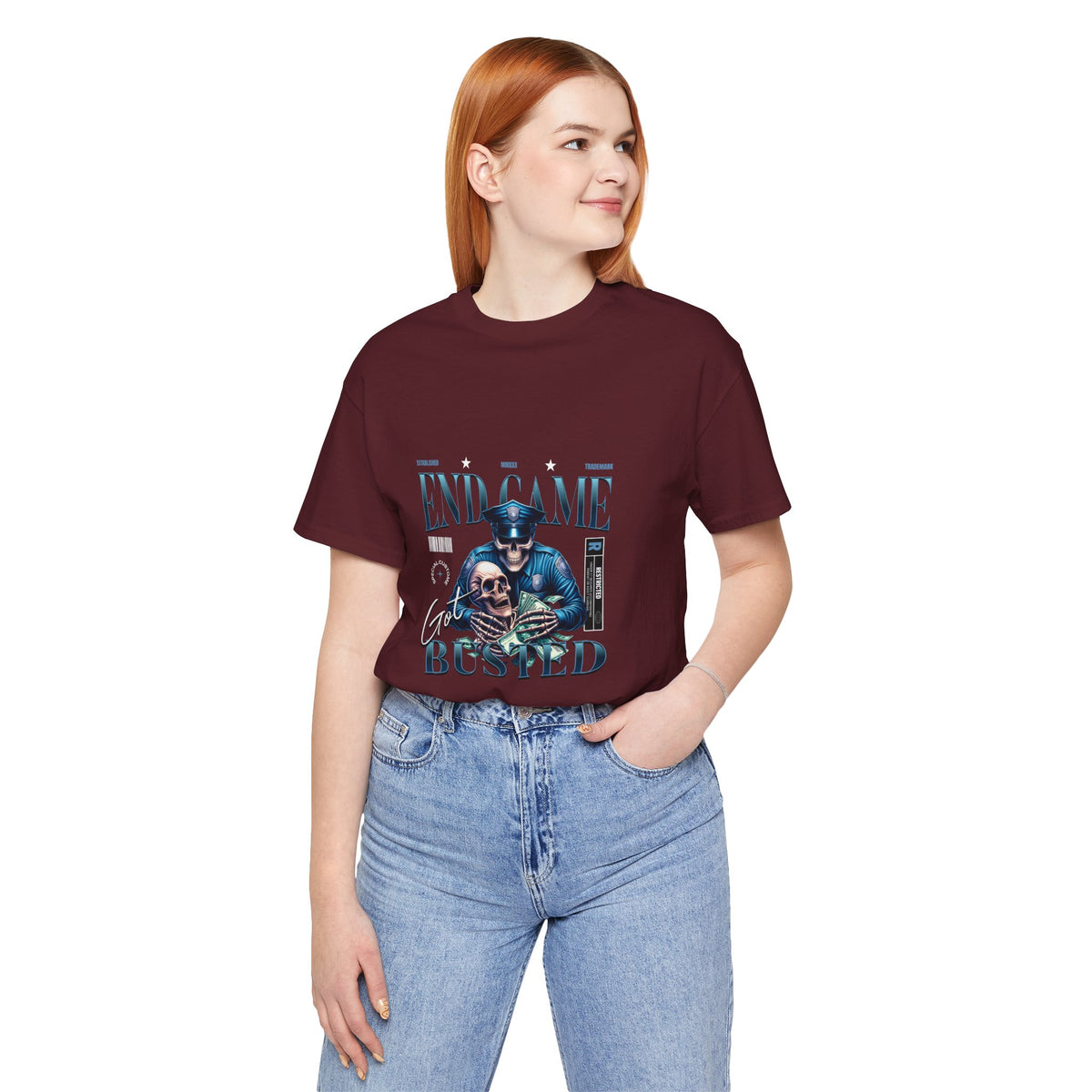 Endgame Got Busted Tee — Police Skull Graphic T-Shirt