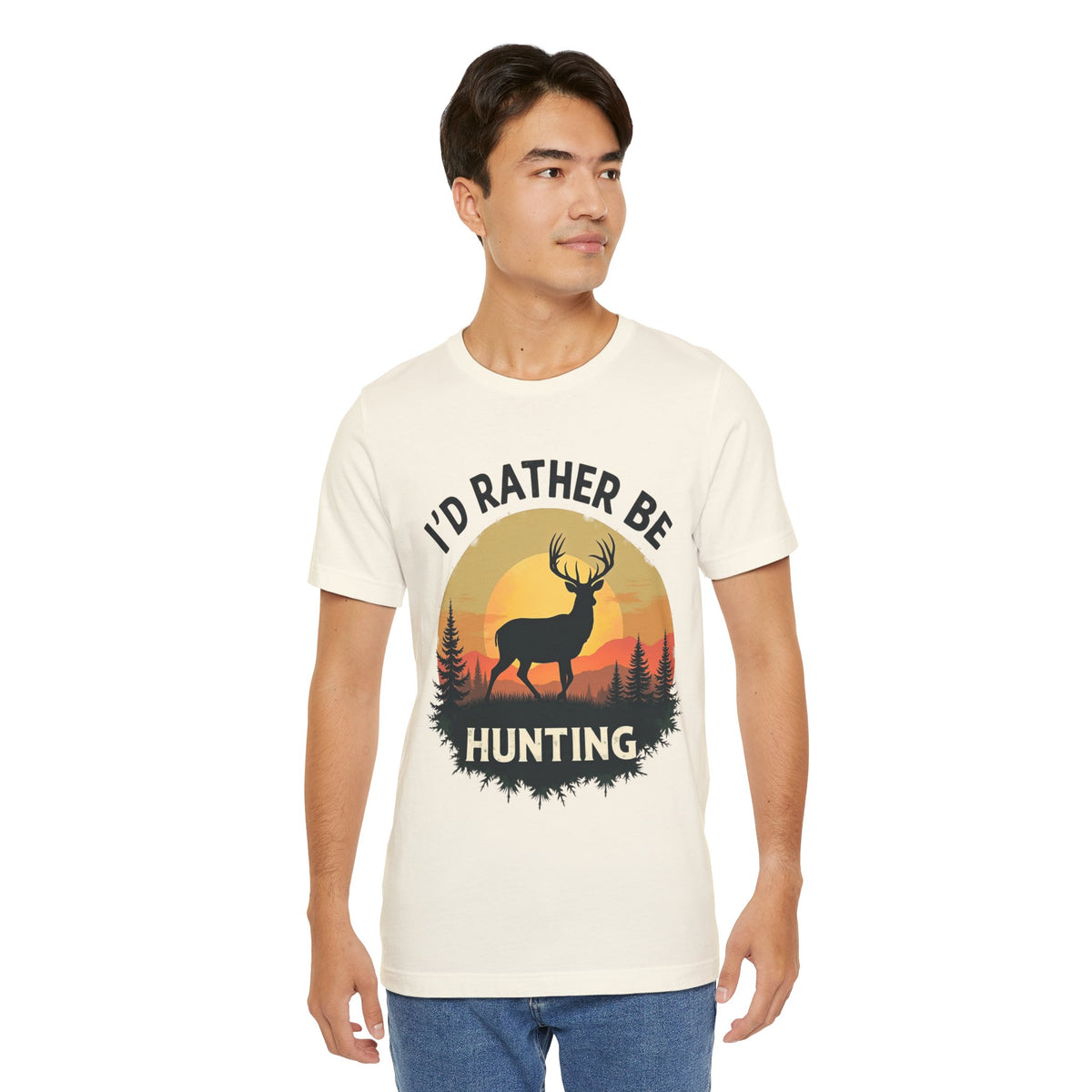 I'd Rather Be Hunting T‑Shirt — Deer Sunset Outdoor Hunting Tee