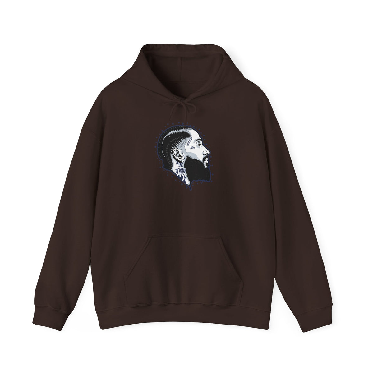 Portrait Graphic NIPSEY – Side Profile Ink Illustration Hooded