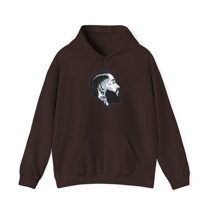 Portrait Graphic NIPSEY – Side Profile Ink Illustration Hooded