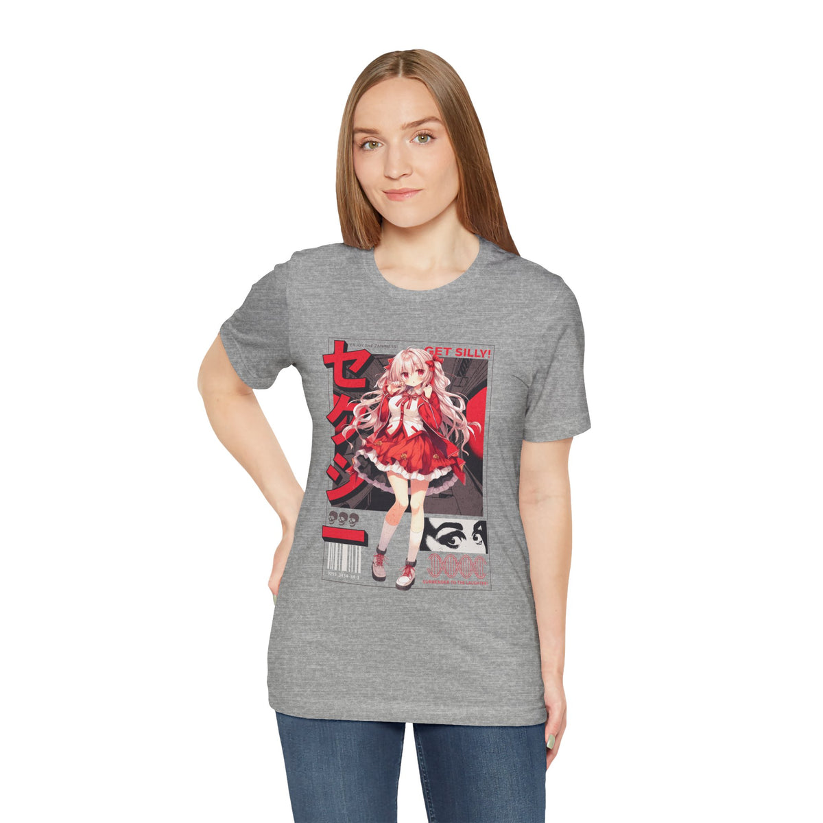 Anime Girl Graphic Tee — "Get Silly!" Red Harajuku Style T-Shirt