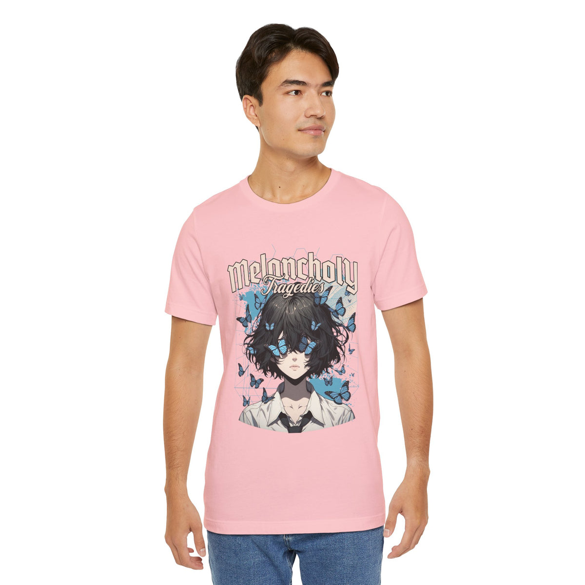 Melancholy Tragedia Anime Tee — Blue Butterflies Graphic T-Shirt