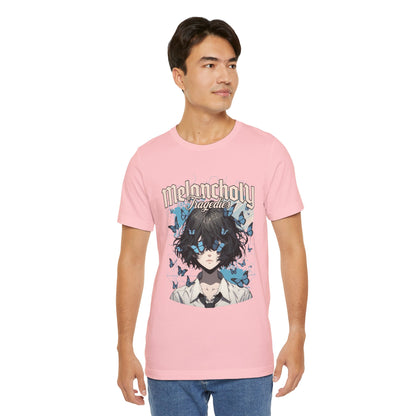 Melancholy Tragedia Anime Tee — Blue Butterflies Graphic T-Shirt