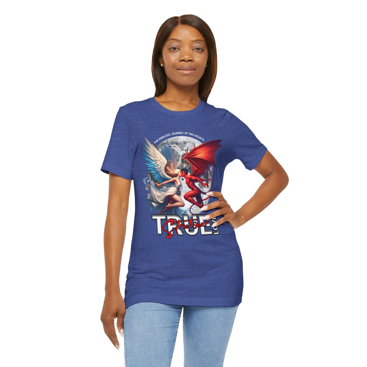True Love Tee — Angel & Devil Heart Graphic T-Shirt