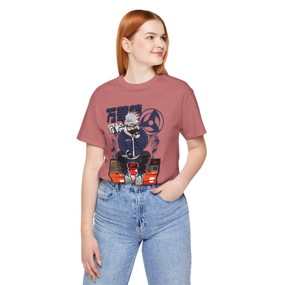 Anime Sneakerhead Tee — Sitting Character on Shoe Boxes with Japanese Text